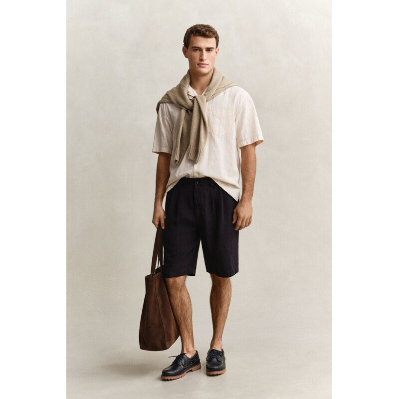 ŠORTKY GANT REL LINEN CHINO SHORTS EBONY BLACK