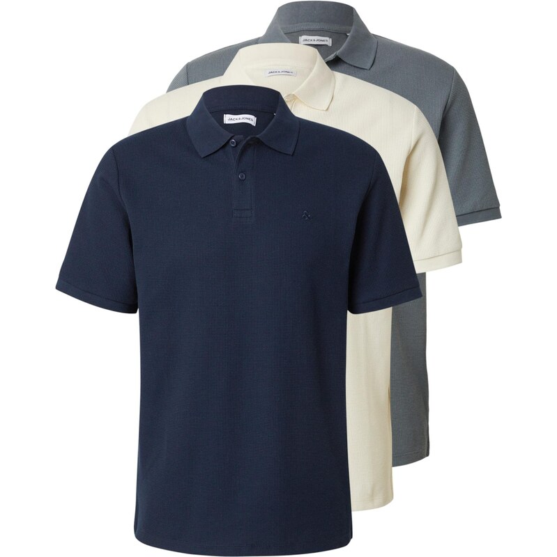 JACK & JONES Tričko AUSTIN noční modrá / čedičová šedá / bílá