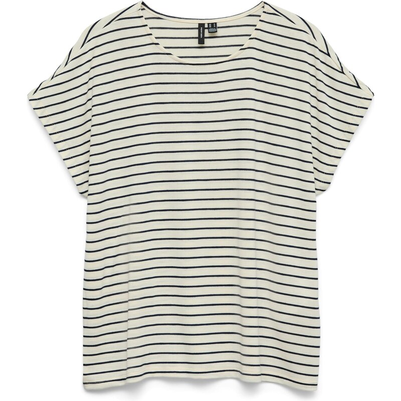 VERO MODA Tričko VMHOLLI béžová / námořnická modř