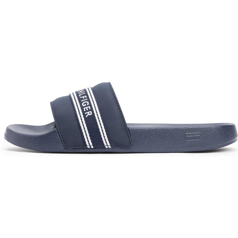 TOMMY HILFIGER Pantofle tmavě modrá / bílá