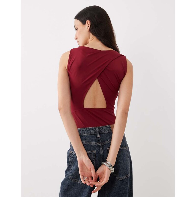ASOS DESIGN polyamide slinky open back racer bodysuit in