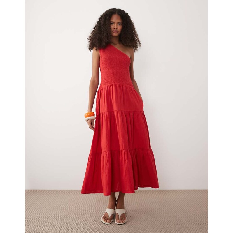 Nobodys Child Cecilia one shoulder tiered skirt midi dress in