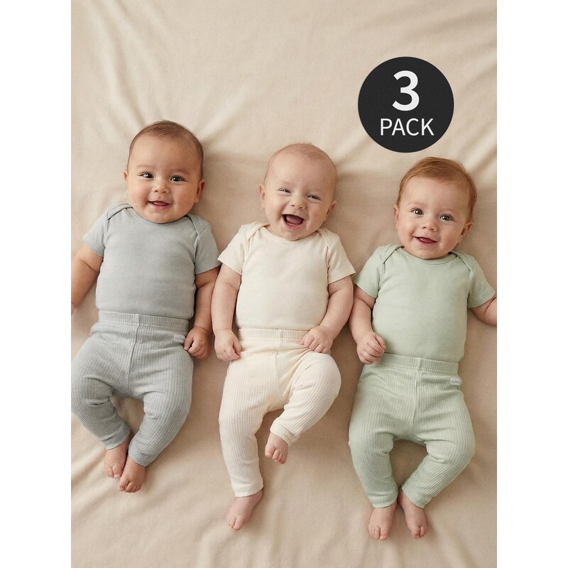 Sinsay - Bavlněné legíny 3 pack - krémová