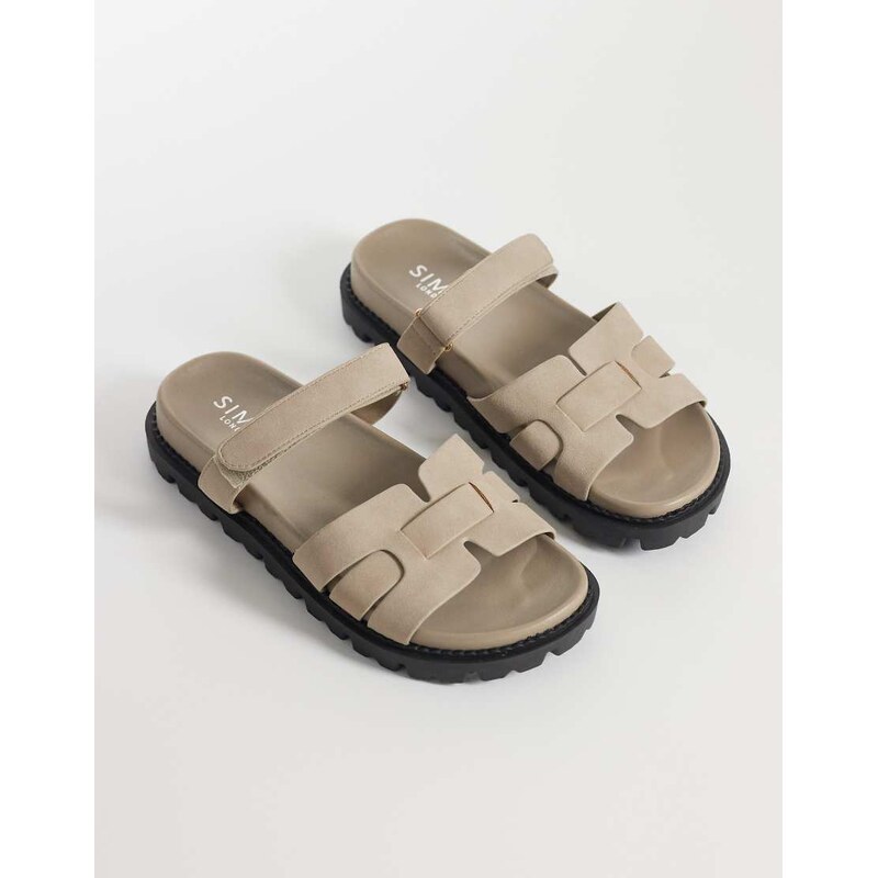 SIMMI Shoes Simmi London Adelle chunky slider sandals in beige-Neutral 115520834