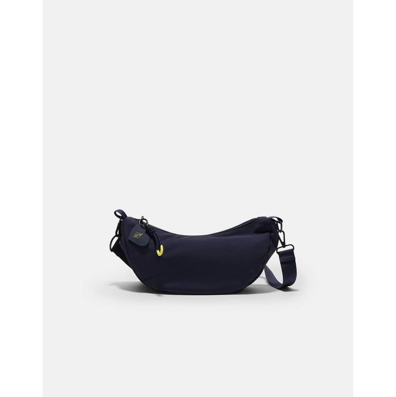 Stradivarius Fabric moon crossbody bag in navy blue 114456488