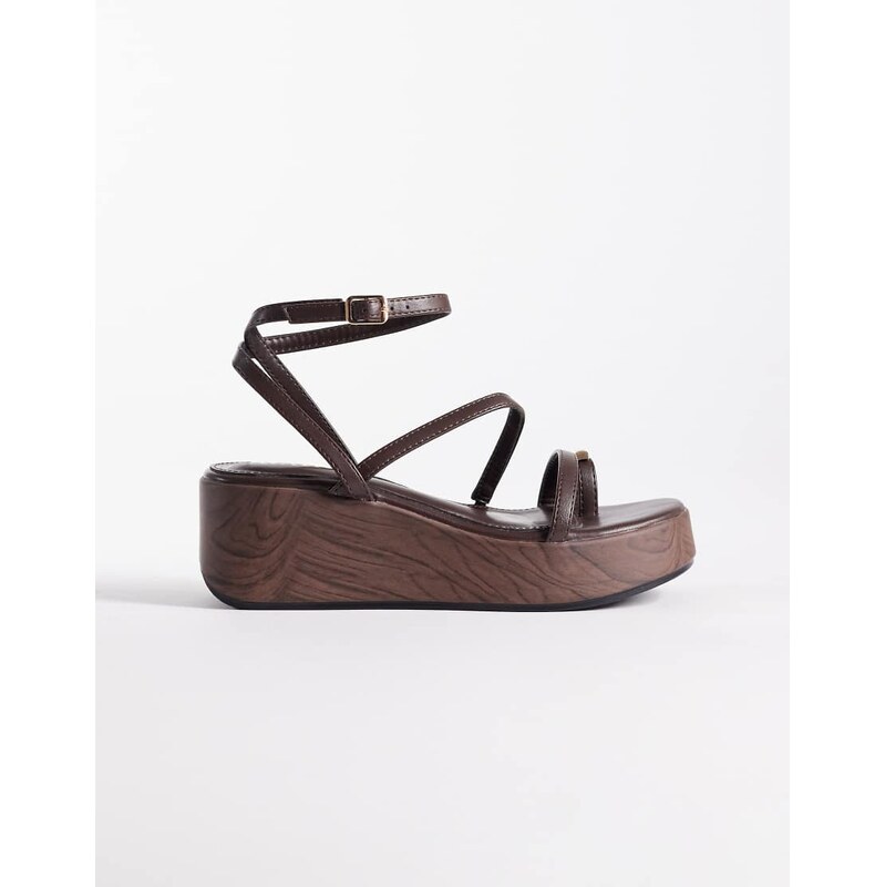 RAID Adaluna wedge toe ring sandals in brown 114751116