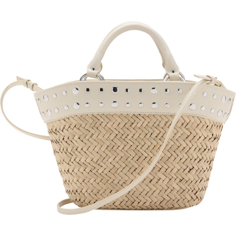 MANGO Nákupní taška BASTER písková / offwhite 114457053