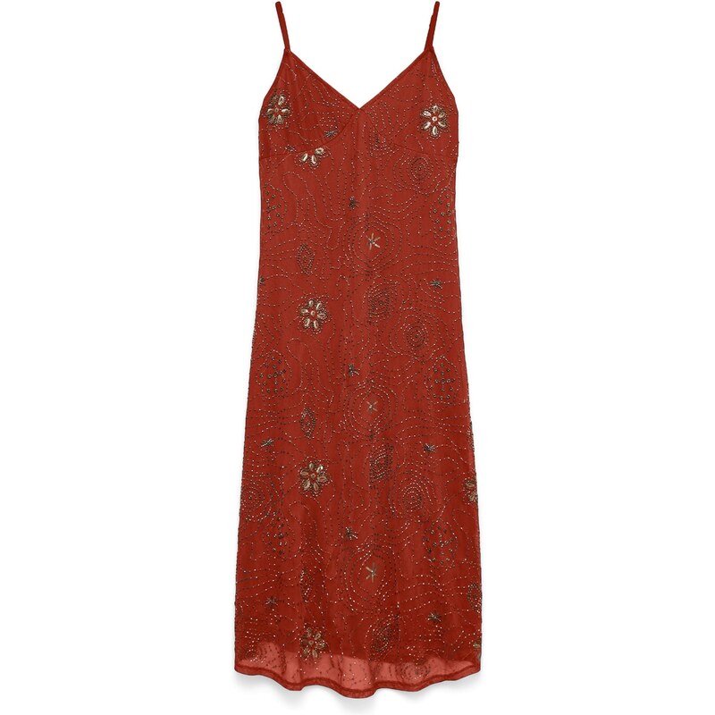 VERO MODA Koktejlové šaty VMCara rezavě hnědá / bronzová
