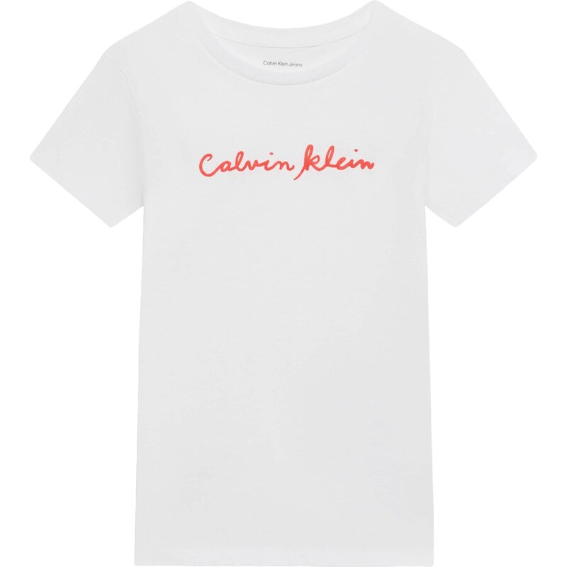 Calvin Klein Jeans Tričko jasně červená / bílá