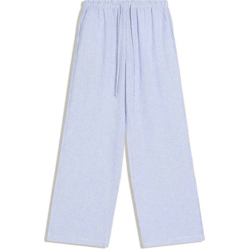 Bershka Kalhoty královská modrá / bílá