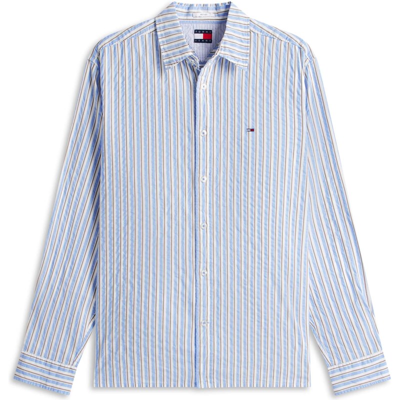 Tommy Jeans Košile světlemodrá / hnědá / bílá