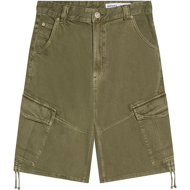Bershka Džíny s kapsami khaki