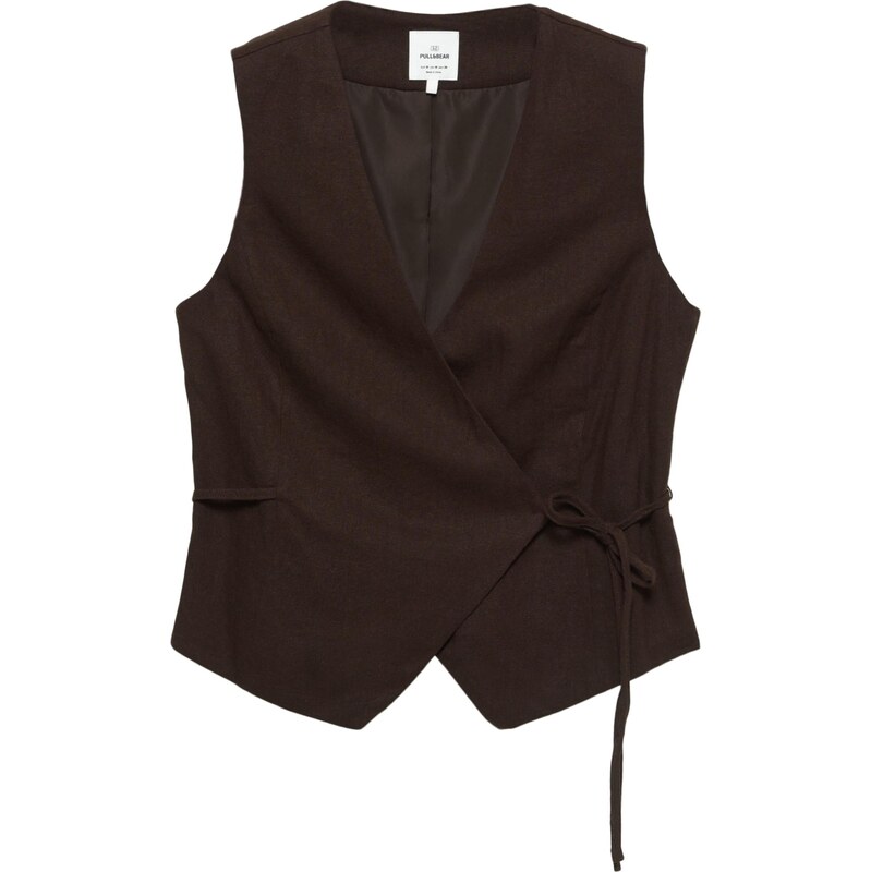 Pull&Bear Vesta k obleku čokoládová