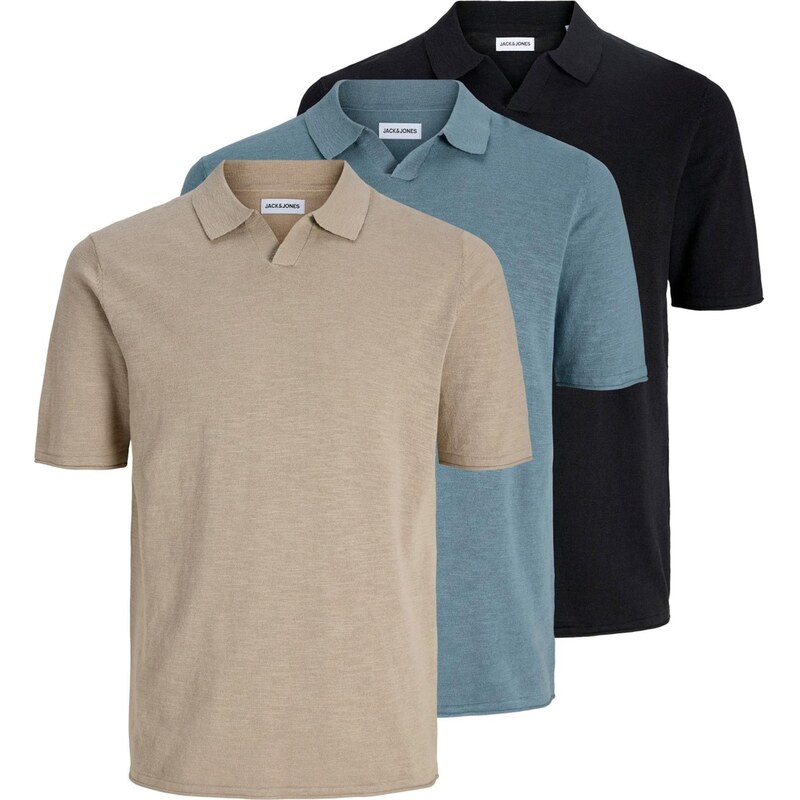 JACK & JONES Tričko JJKANE béžová / marine modrá / opálová