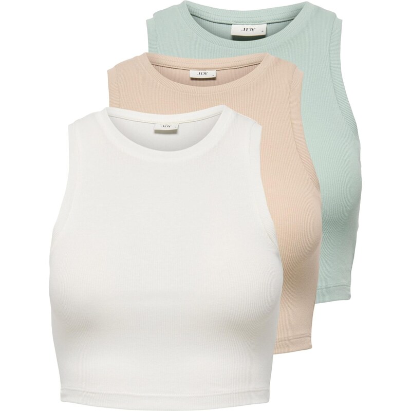 JDY Top JDYLUCKY velbloudí / světle zelená / bílá 114458223