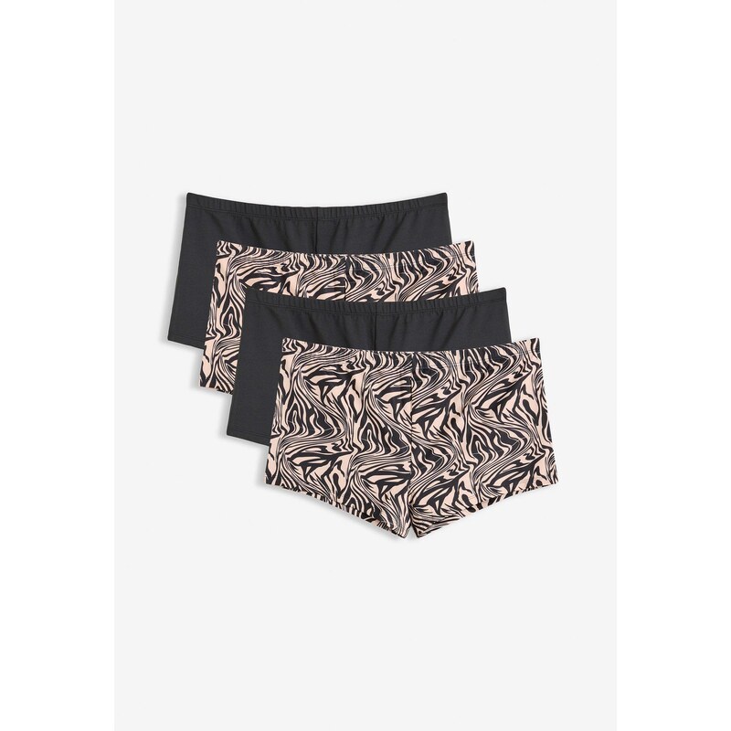 bonprix Dámské boxerky z hladkého mikrovlákna (4 ks v balení) černá 114428952