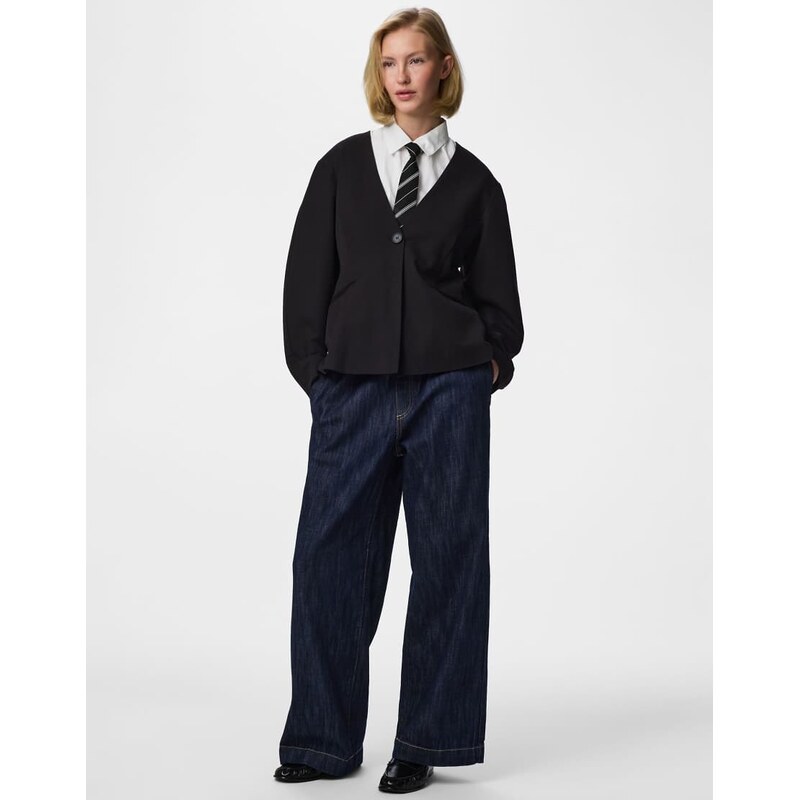 Pieces Wide fit jeans in dark blue denim