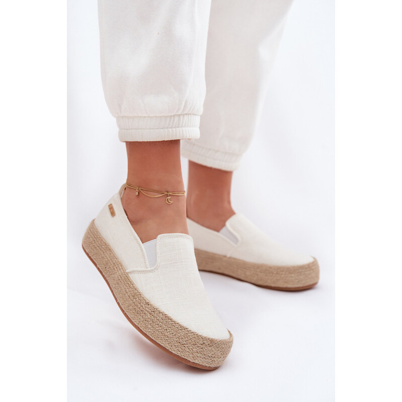 Big Star Shoes Dámské espadrilky na platformě Big Star TT274090 Ecru 114463069