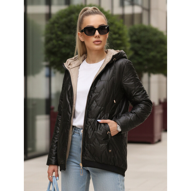 Dámská prošívaná bunda s kapucí černá FashionStreet TY5546 114463077