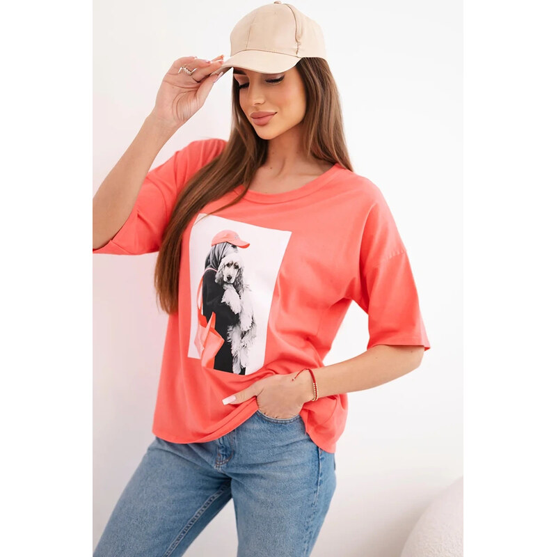 K-Fashion Dámská bavlněná oversize halenka s krátkým rukávem a