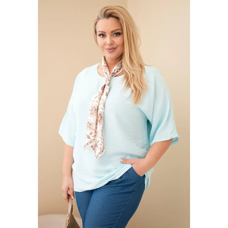 K-Fashion Dámská viskózová halenka Plus Size s krátkým rukávem a