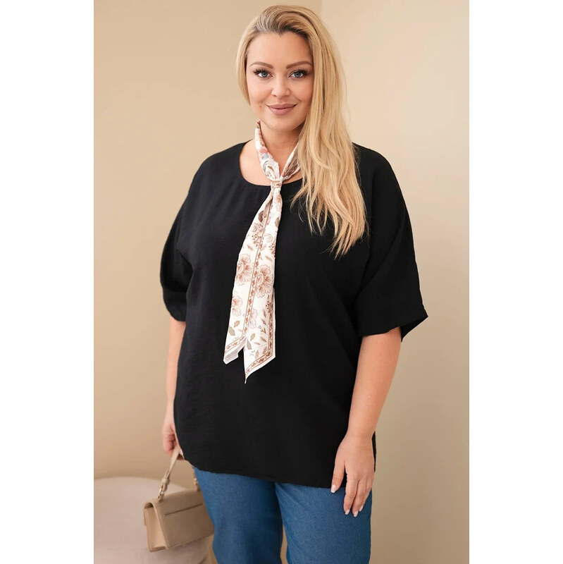 K-Fashion Dámská viskózová halenka Plus size s krátkým rukávem a 114463145