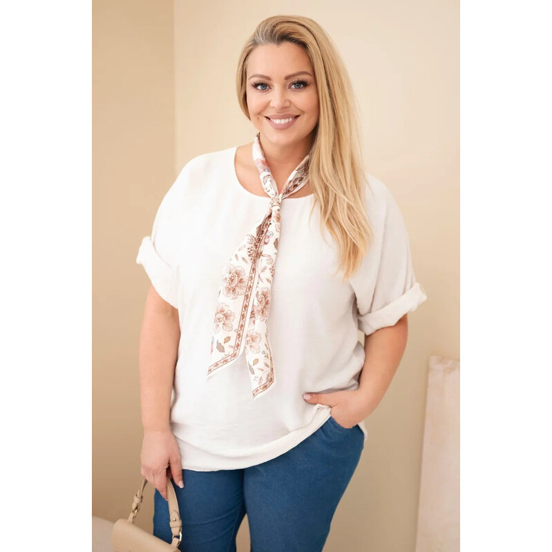 K-Fashion Dámská viskózová halenka Plus Size s krátkým rukávem a