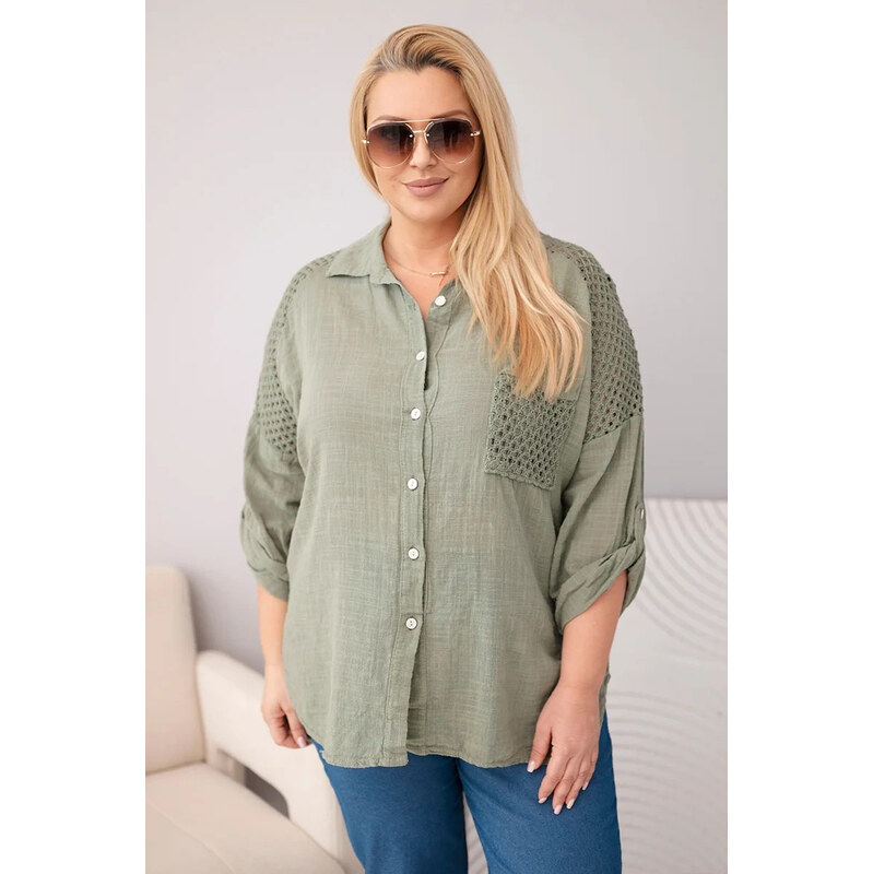 K-Fashion Dámská bavlněná košile ve velikosti Plus Size s