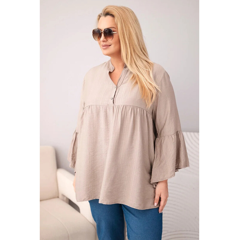 K-Fashion Dámská viskózová halenka Plus Size s volánovitým