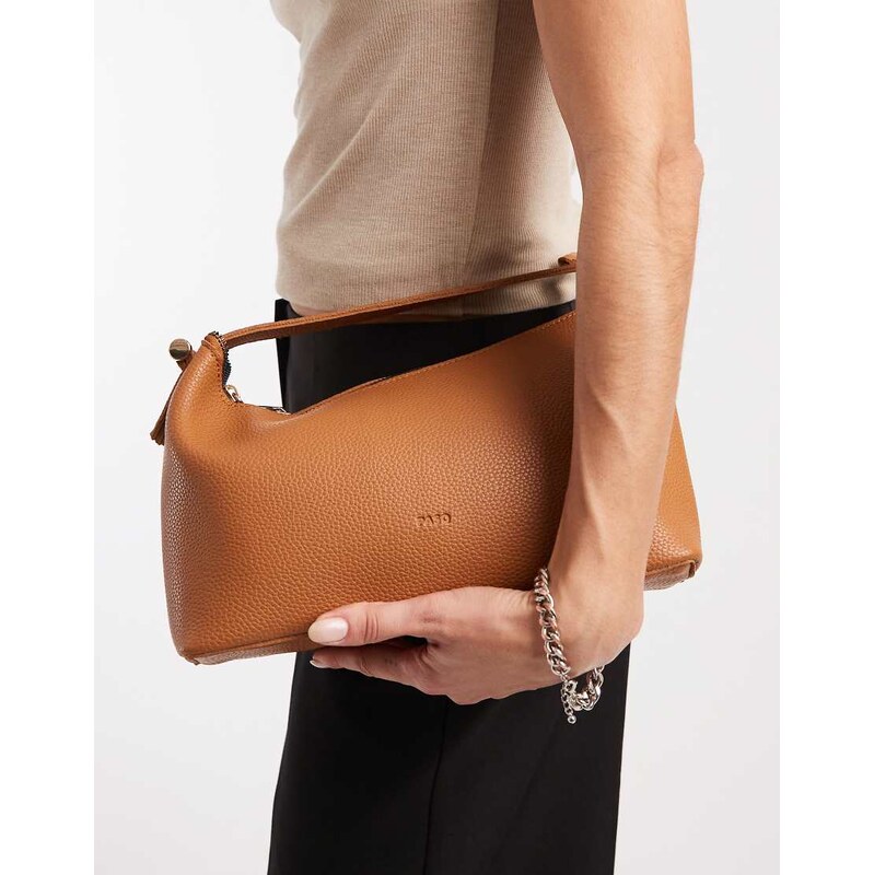 PASQ soft zip top grab bag with crossbody strap in tan-Brown 114540970