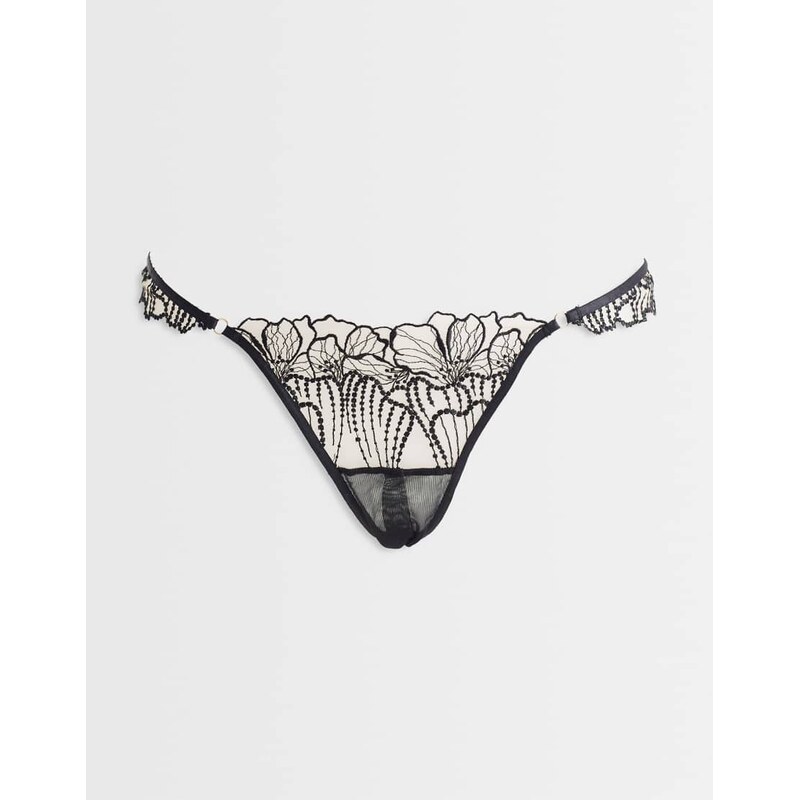 Bluebella Amarosa Floral Embroidered Ouvert Brief in Black 114471285