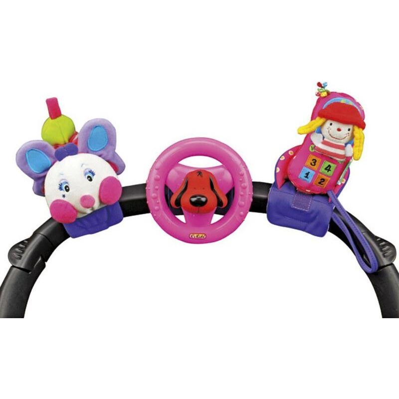 K's Kids 3 veselé hračky na přichycení suchým zipem pastelové barvy