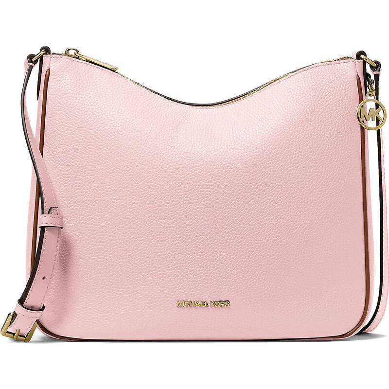 Michael Kors Nayla Medium Pebbled Leather Messenger Bag Powder