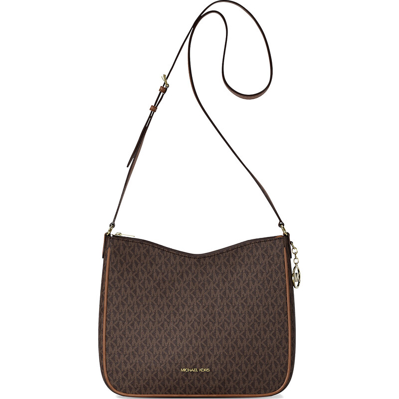 Michael Kors Nayla Medium Signature Logo Messenger Bag Brown