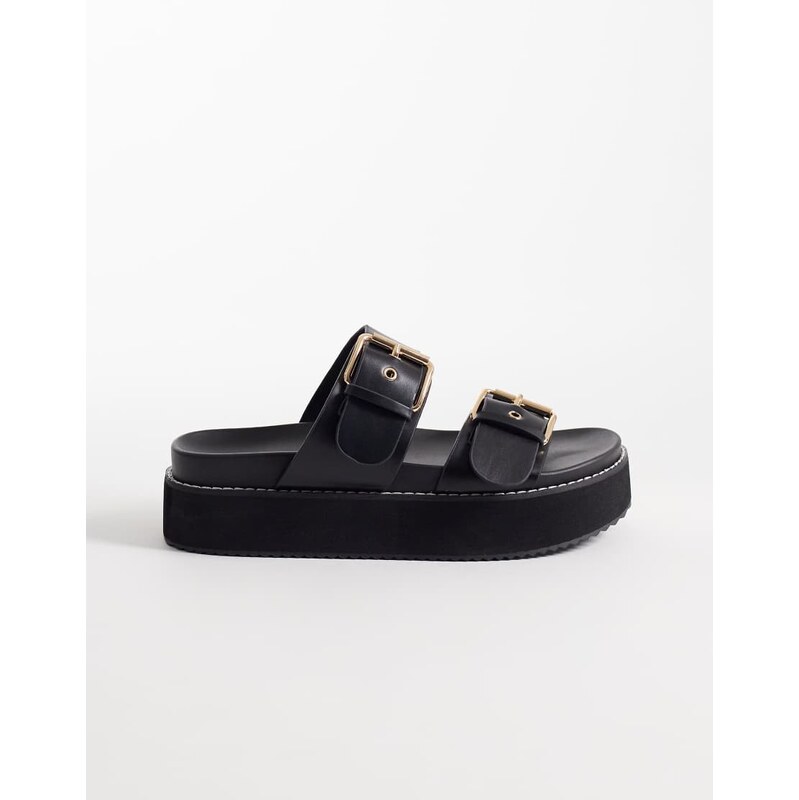 RAID Dinnie flatform sandals with buckle in black 114751117