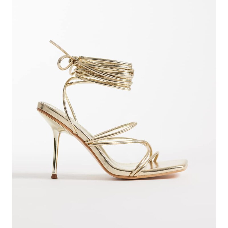 Public Desire Wide Fit Whimsy strappy heeled sandals in gold