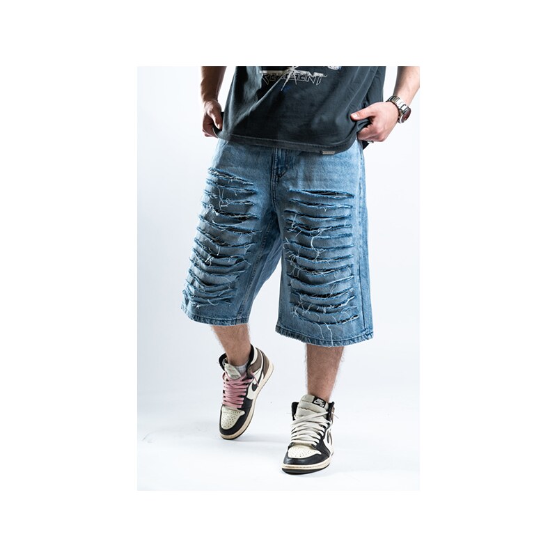 Custompantsprg Custom Blue Distressed Shorts