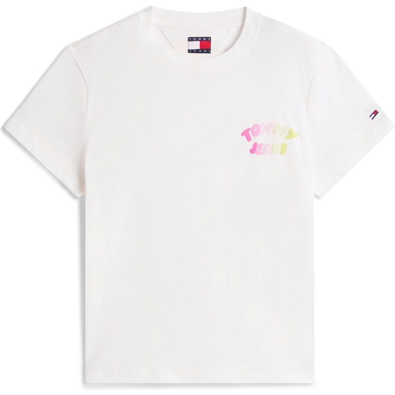Tommy Jeans Tričko žlutá / pink / bílá