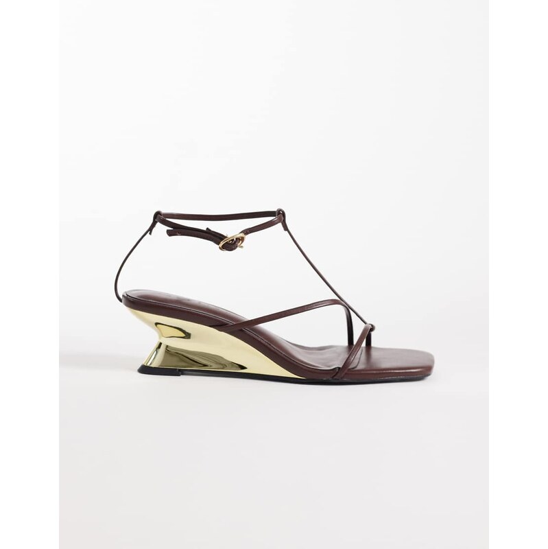 ASOS DESIGN Hightide minimal strappy electroplated wedge sandals