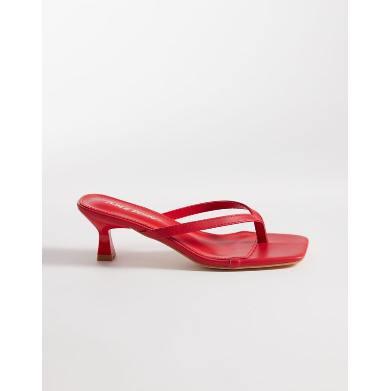 Public Desire Everlast kitten heel toe thong sandals in red 115521241