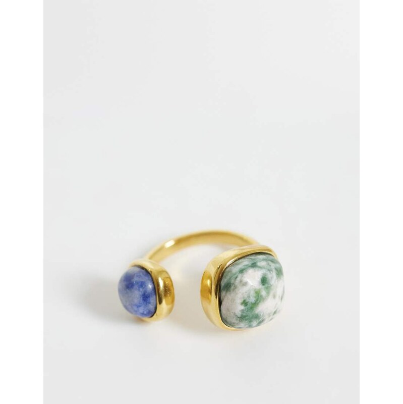 ASOS DESIGN stainless steel wrap-around ring with semi-precious stones 114523304