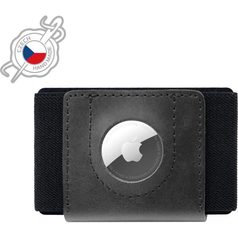 FIXED Kožená Tiny for AirTag z pravé hovězí kůže černá černá