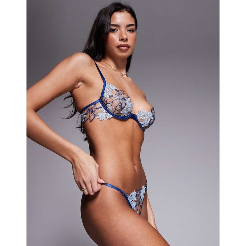 Bluebella Calantha Floral LaceThong in Navy 114471287