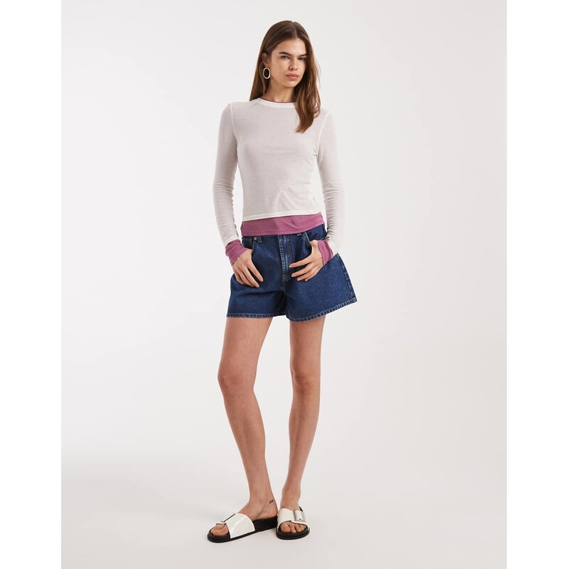 ASOS DESIGN longer a line short in clean mid blue