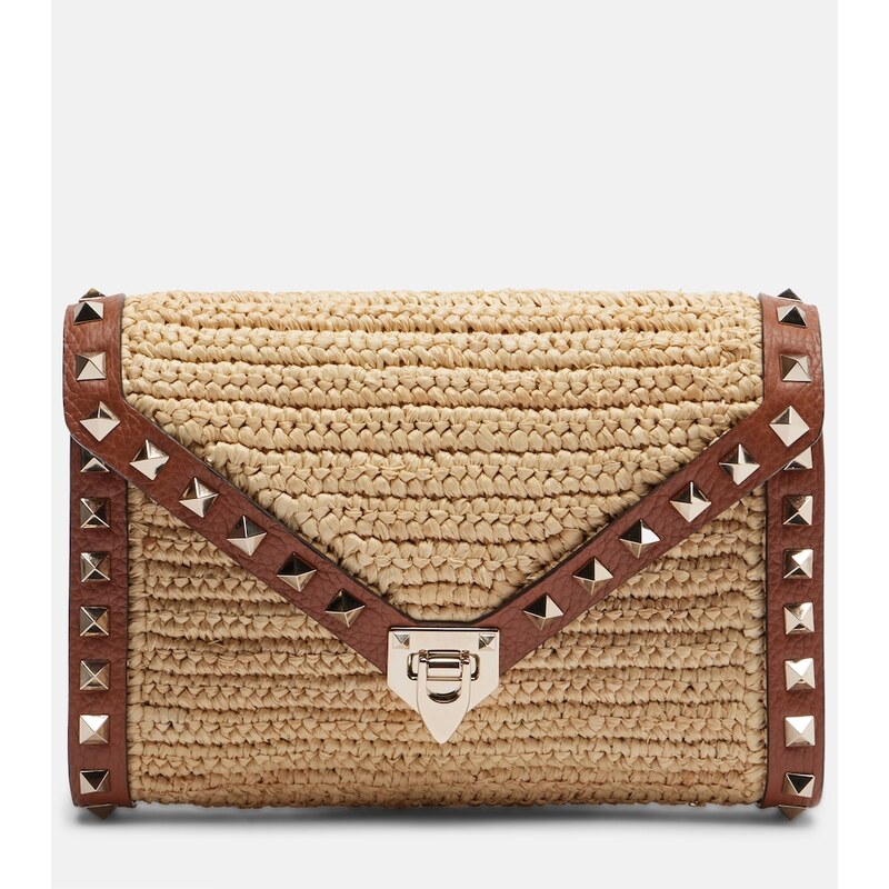 Valentino Garavani Rockstud Mini raffia shoulder bag
