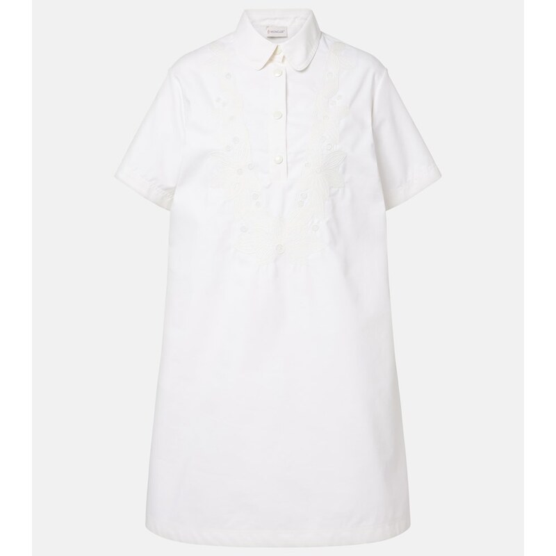Moncler Embroidered cotton-blend poplin midi dress