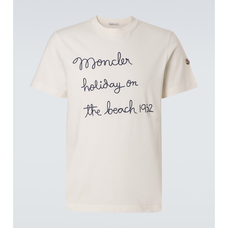 Moncler Embroidered cotton jersey T-shirt