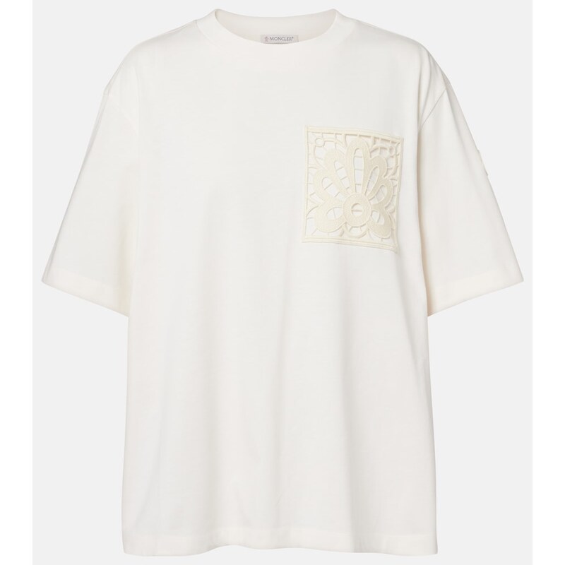 Moncler Embroidered oversized cotton jersey T-shirt