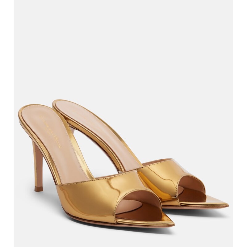 Gianvito Rossi Elle metallic leather mules
