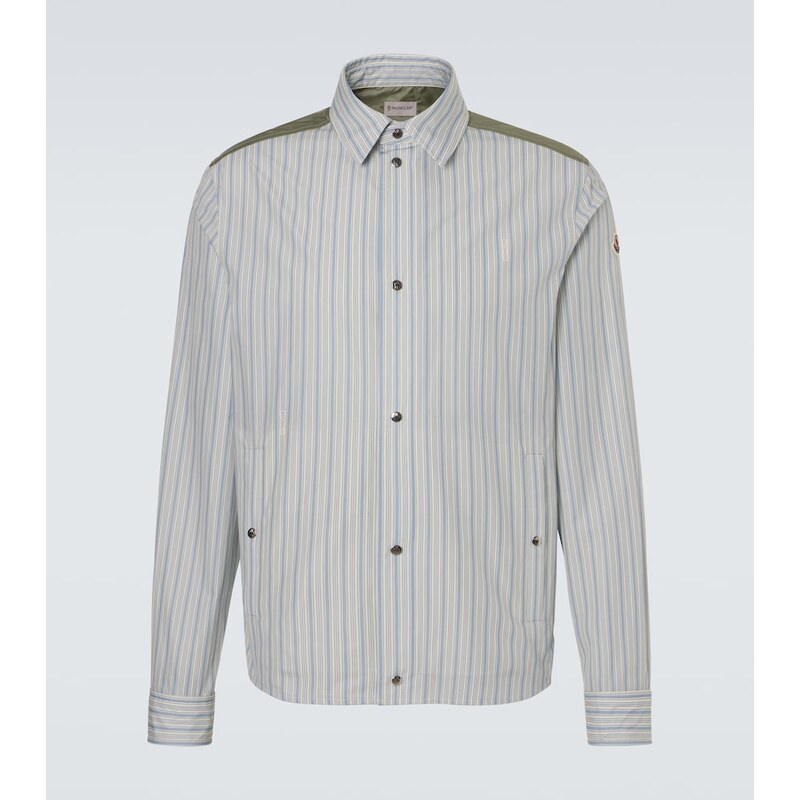 Moncler Striped cotton poplin zip-up shirt
